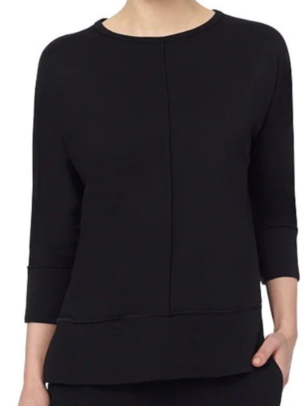 Jones New York Front Seam 3/4 Dolman Sleeve Crew Neck Top